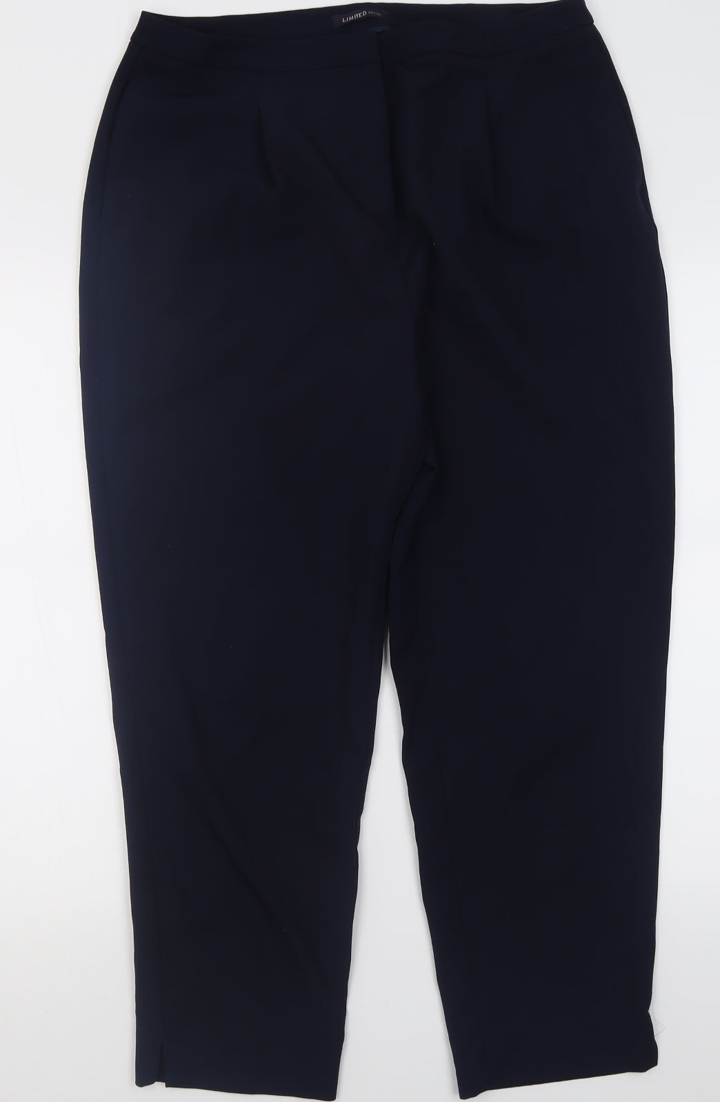 Marks and Spencer Womens Blue  Polyester Trousers  Size 14 L26 in Regular Hook & Eye