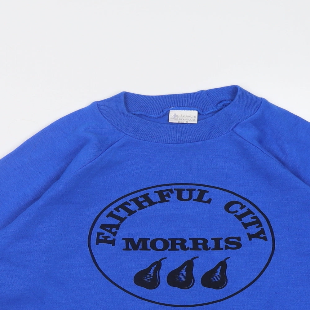 Preworn Mens Blue Crew Neck  Acrylic Pullover Jumper Size S   - faithful city