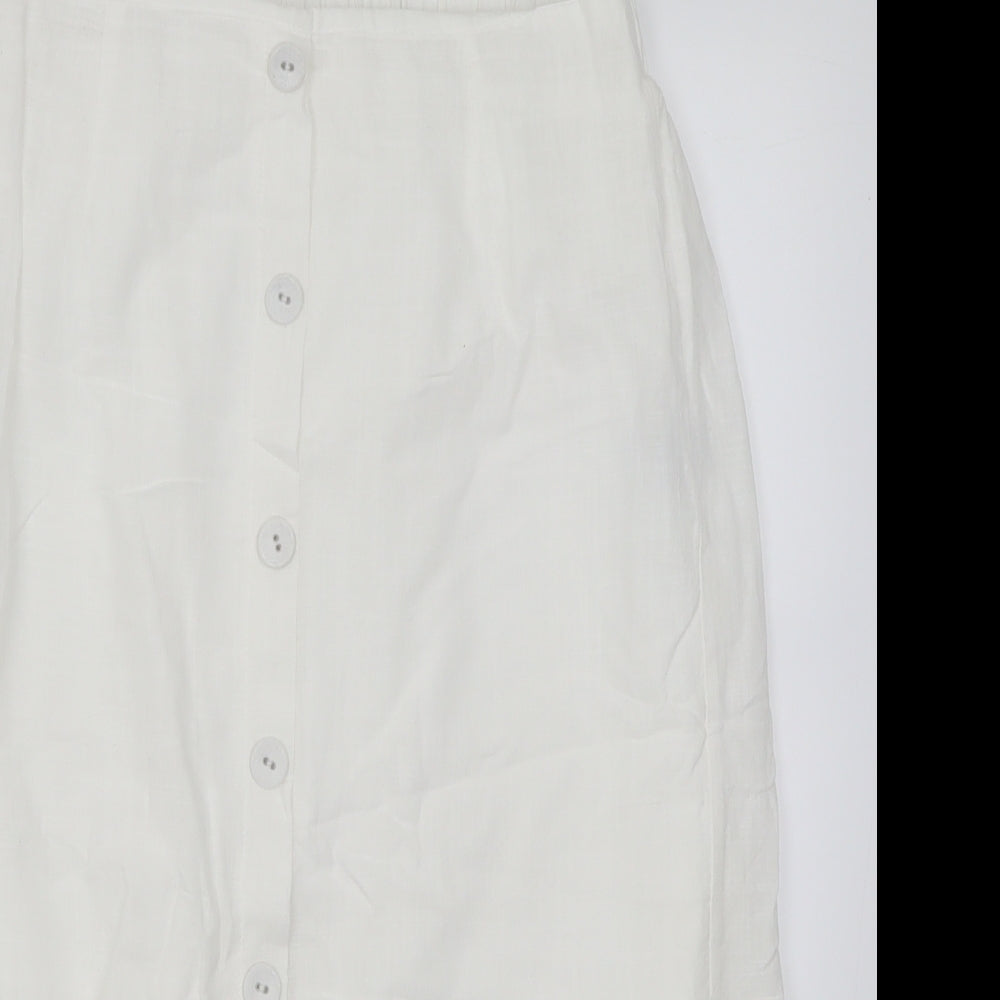 SheIn Womens White  Cotton A-Line Skirt Size M