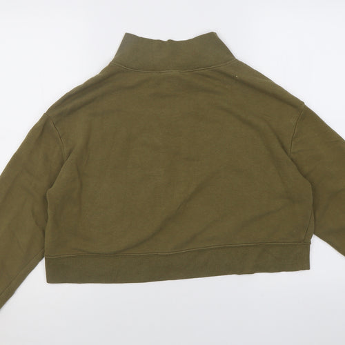 H&M Womens Green High Neck  Cotton Pullover Jumper Size M