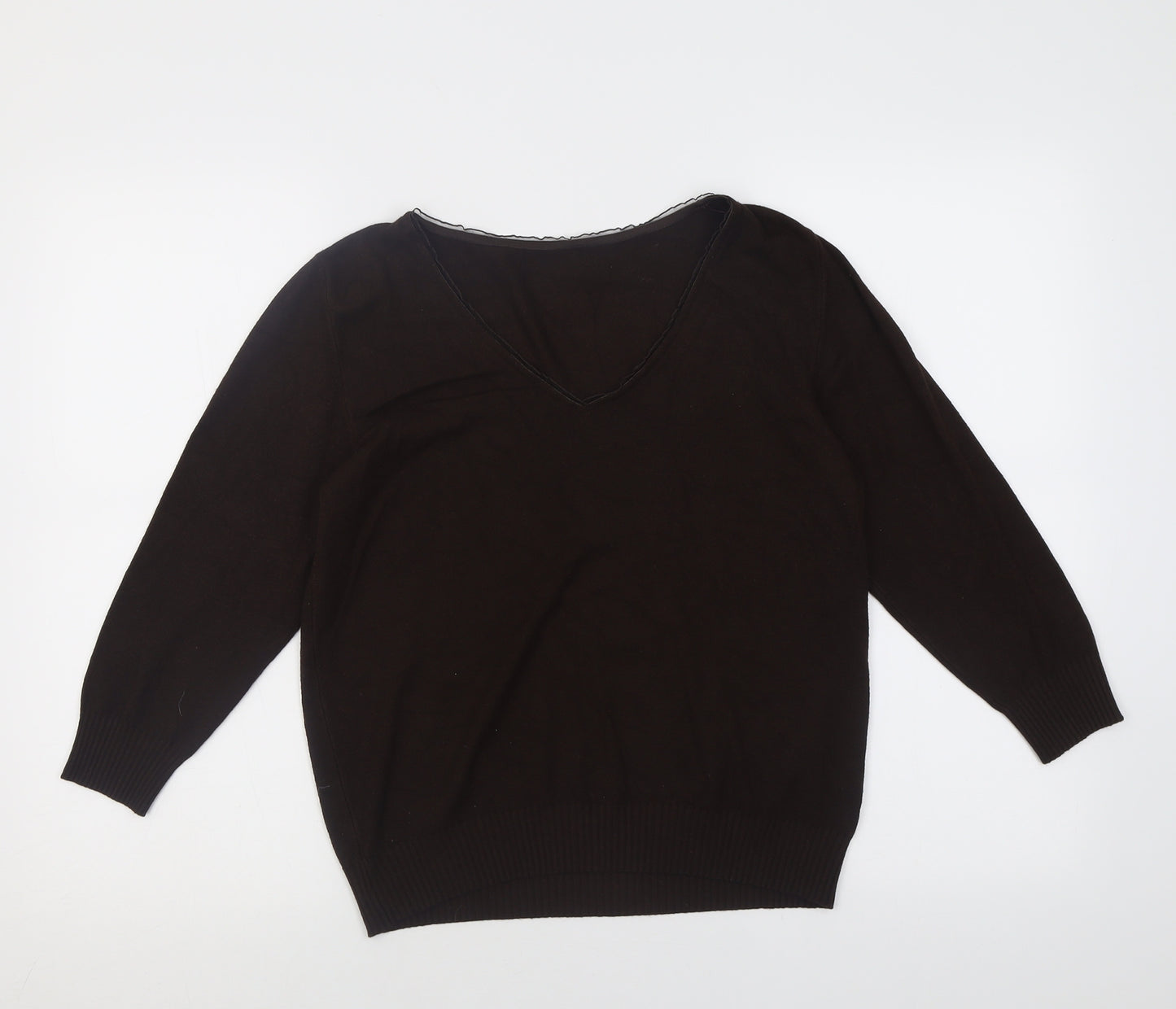 Per Una Womens Brown V-Neck  Viscose Pullover Jumper Size 16