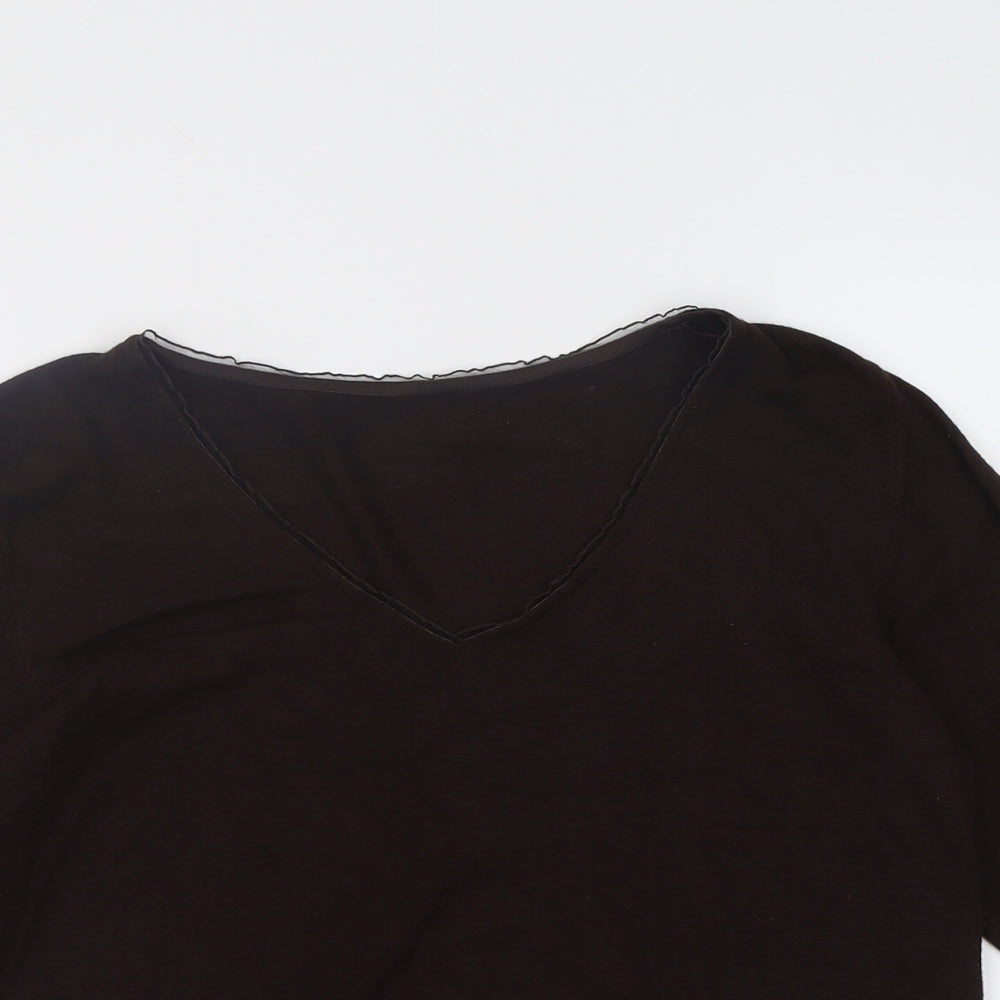Per Una Womens Brown V-Neck  Viscose Pullover Jumper Size 16