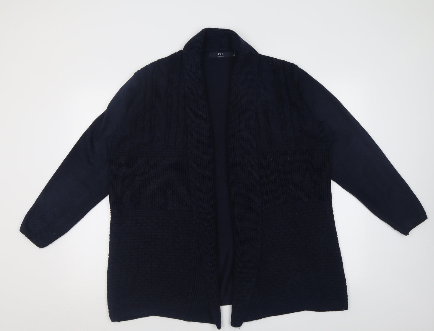 EWM Womens Blue V-Neck Geometric Acrylic Cardigan Jumper Size 22