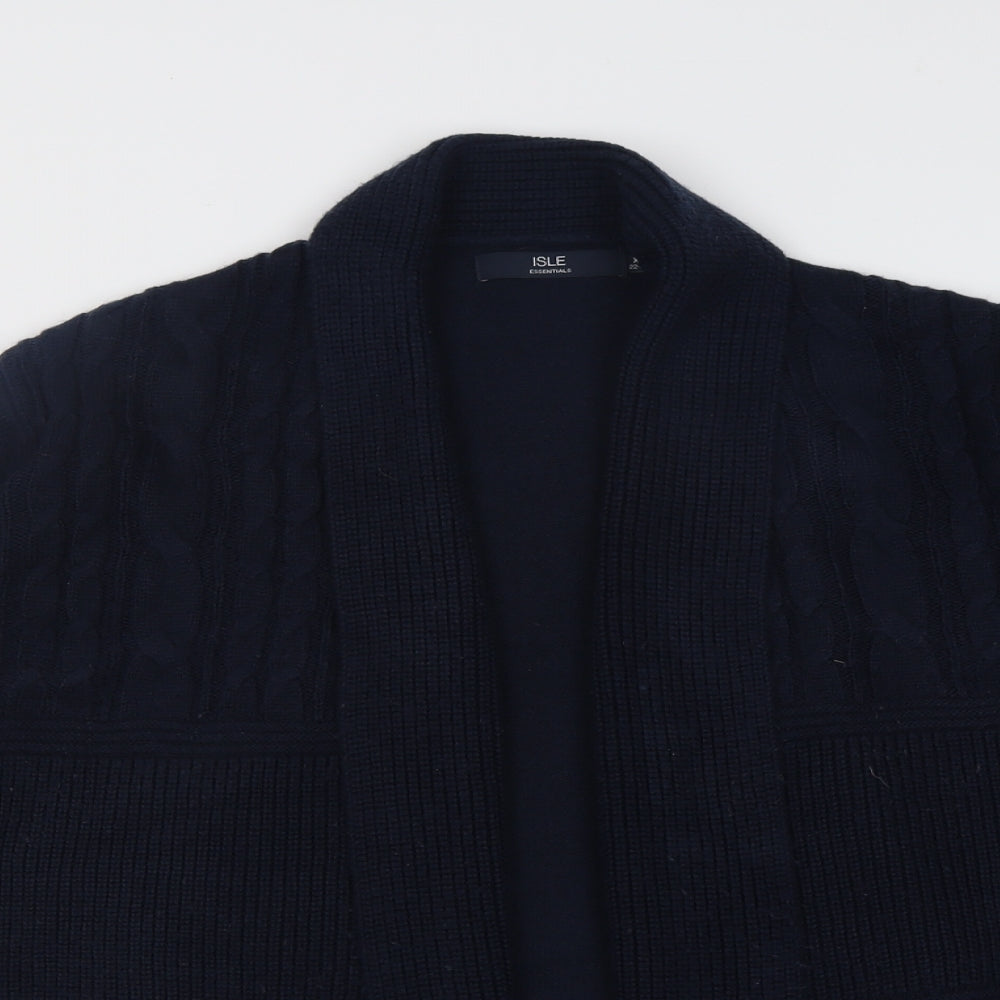 EWM Womens Blue V-Neck Geometric Acrylic Cardigan Jumper Size 22