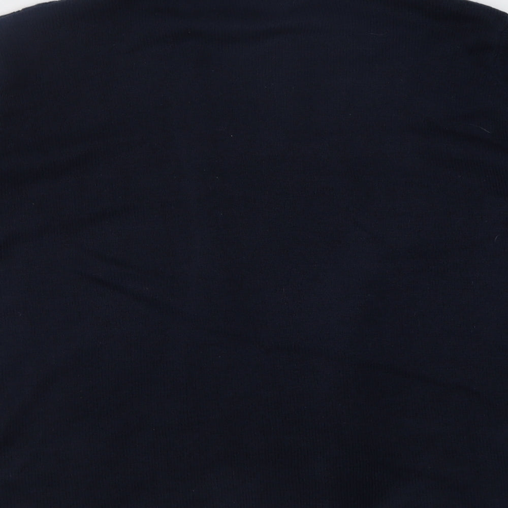 EWM Womens Blue V-Neck Geometric Acrylic Cardigan Jumper Size 22