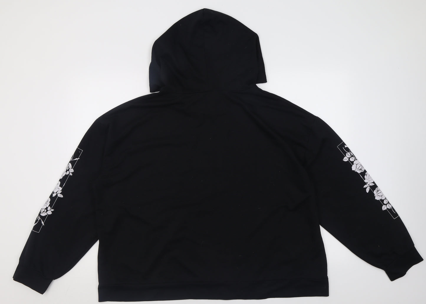 SheIn Womens Black Floral Cotton Pullover Hoodie Size 3XL  Pullover