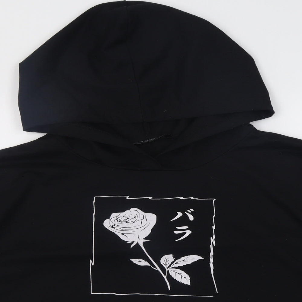 SheIn Womens Black Floral Cotton Pullover Hoodie Size 3XL  Pullover