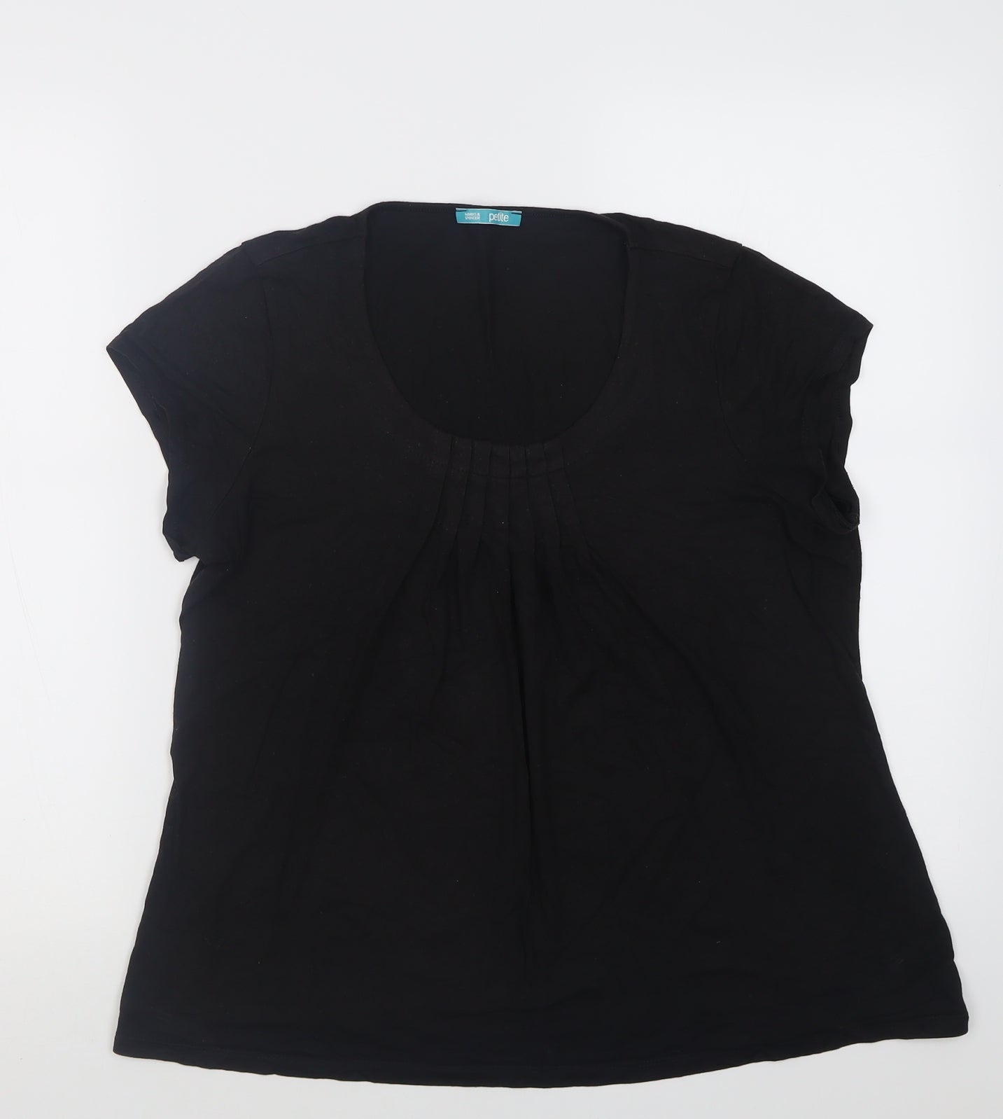 Marks and Spencer Womens Black  Viscose Basic T-Shirt Size 14 Crew Neck