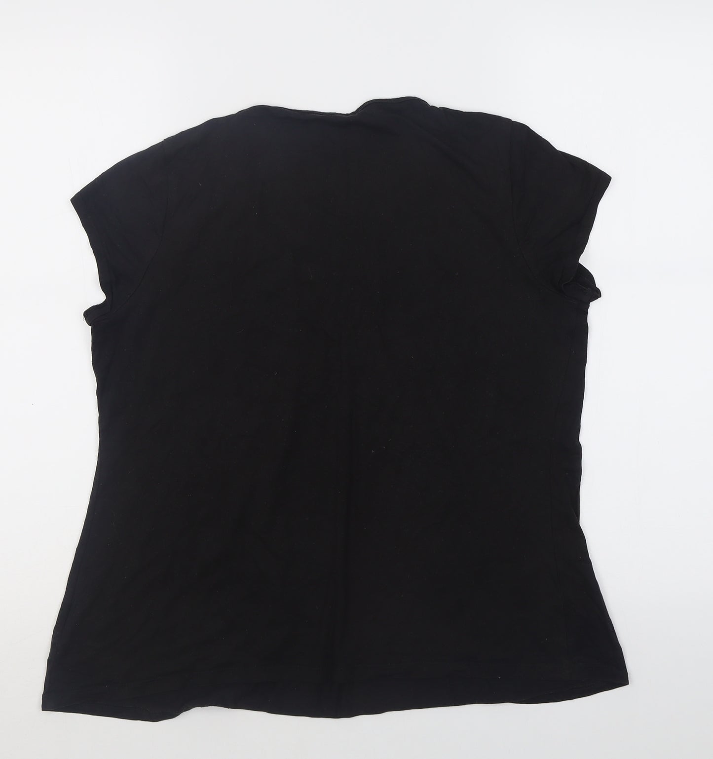 Marks and Spencer Womens Black  Viscose Basic T-Shirt Size 14 Crew Neck