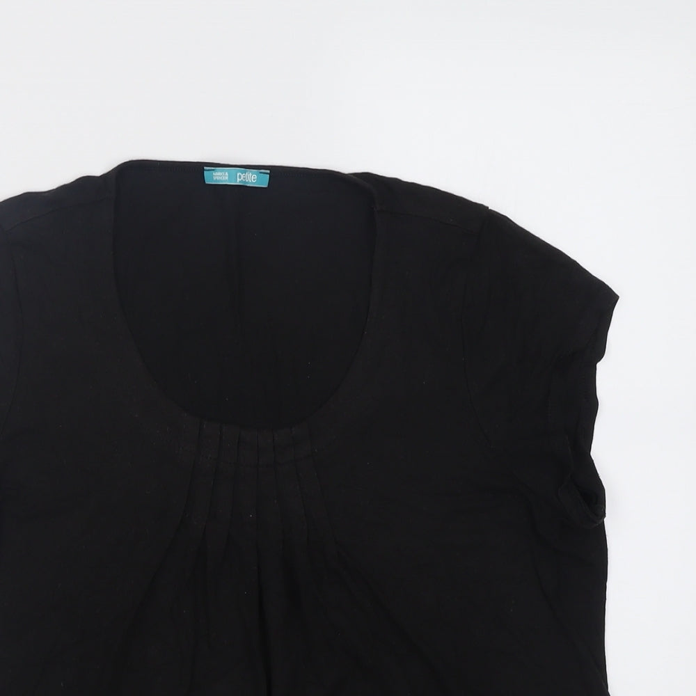 Marks and Spencer Womens Black  Viscose Basic T-Shirt Size 14 Crew Neck