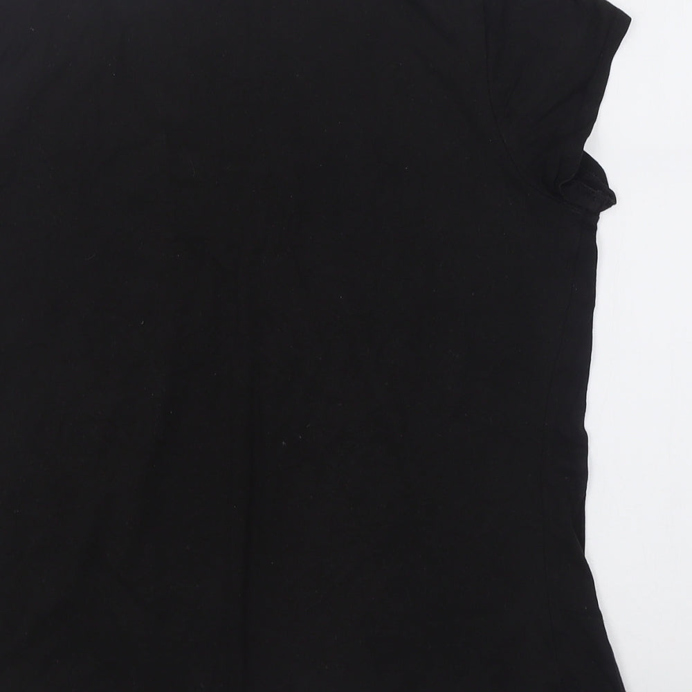Marks and Spencer Womens Black  Viscose Basic T-Shirt Size 14 Crew Neck