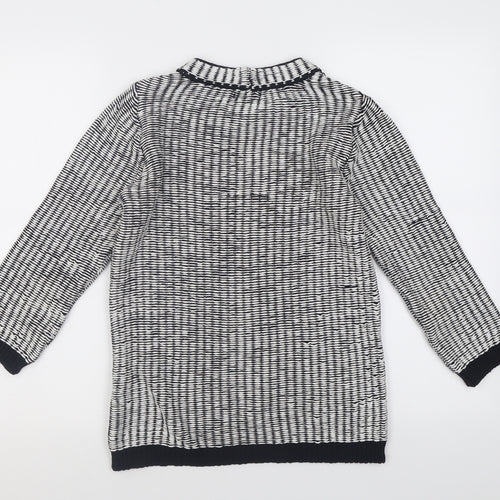 H&M Womens White Crew Neck Geometric Acrylic Pullover Jumper Size S