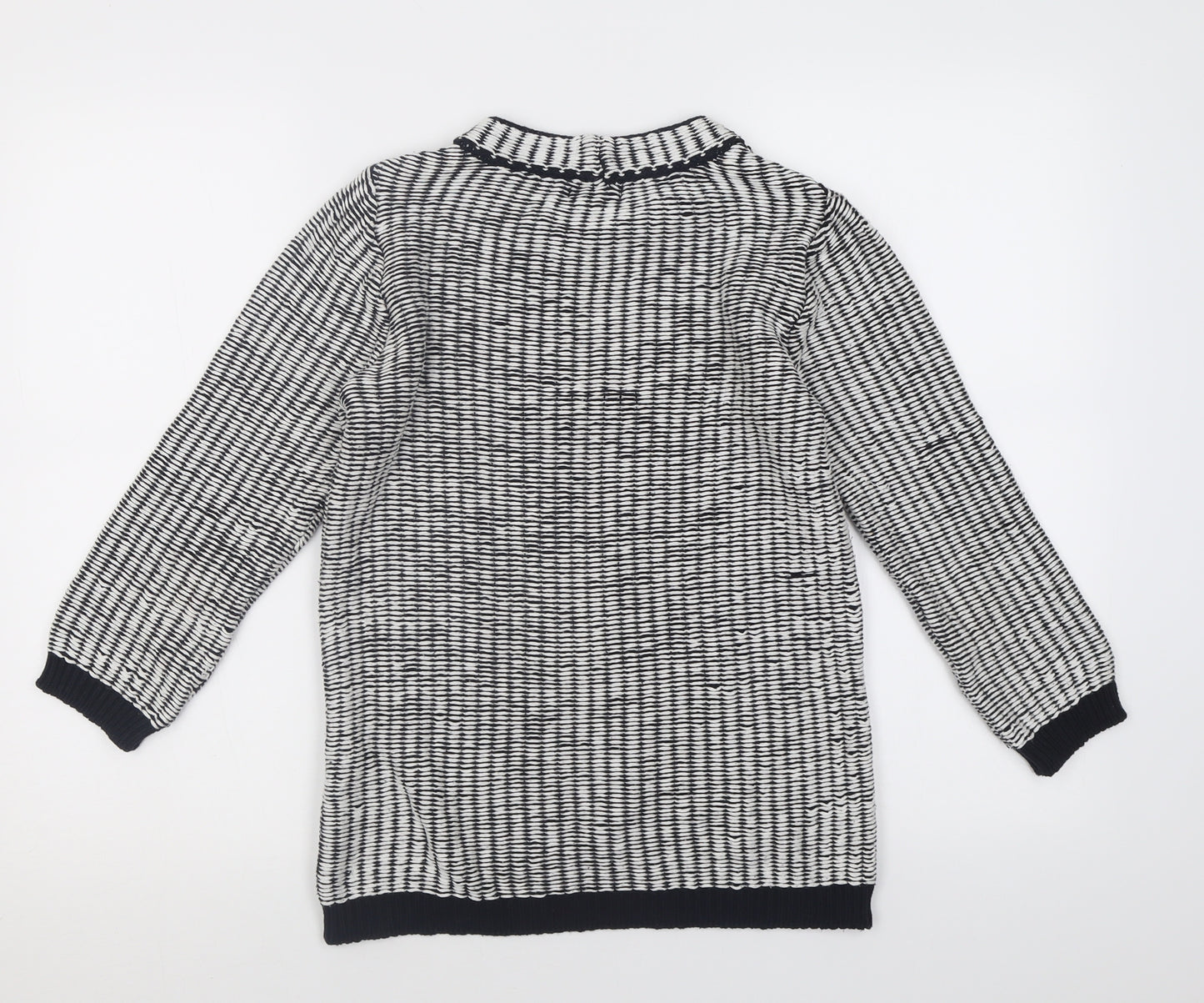 H&M Womens White Crew Neck Geometric Acrylic Pullover Jumper Size S