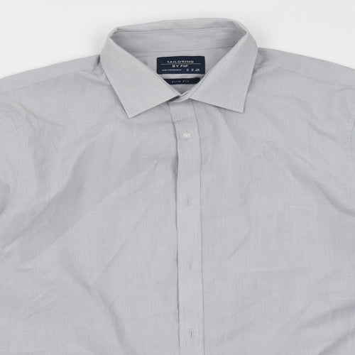 F&F Mens Grey  Polyacrylate Fibre  Button-Up Size 16 Collared Button