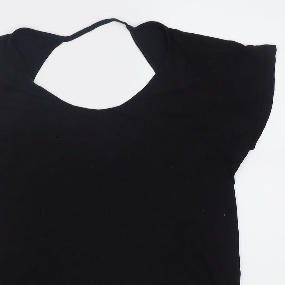 New Look Womens Black  Modal Basic T-Shirt Size M Scoop Neck Pullover