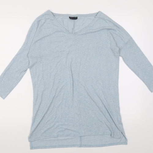Topshop Womens Blue V-Neck  Viscose Pullover Jumper Size 10