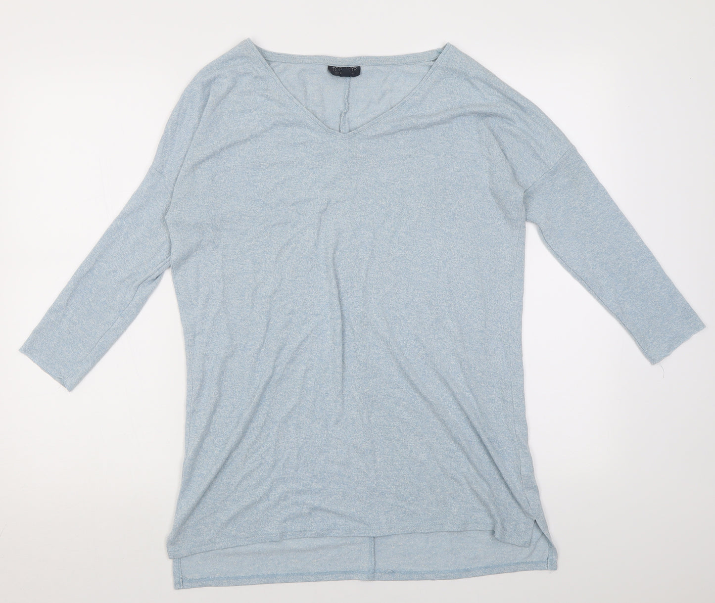 Topshop Womens Blue V-Neck  Viscose Pullover Jumper Size 10