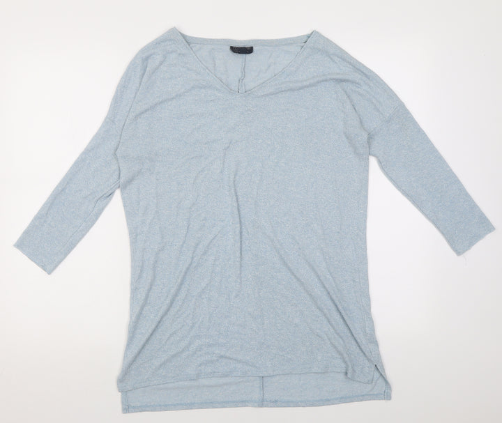 Topshop Womens Blue V-Neck  Viscose Pullover Jumper Size 10