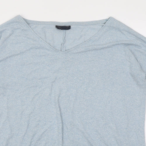 Topshop Womens Blue V-Neck  Viscose Pullover Jumper Size 10
