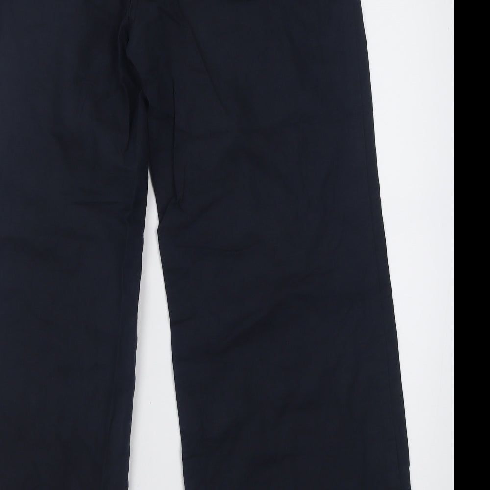 Per Una Womens Black  Cotton Trousers  Size 12 L27 in Regular Hook & Eye