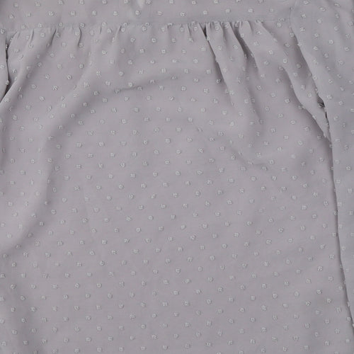 New Look Womens Grey Polka Dot Polyester Basic Blouse Size 6 V-Neck