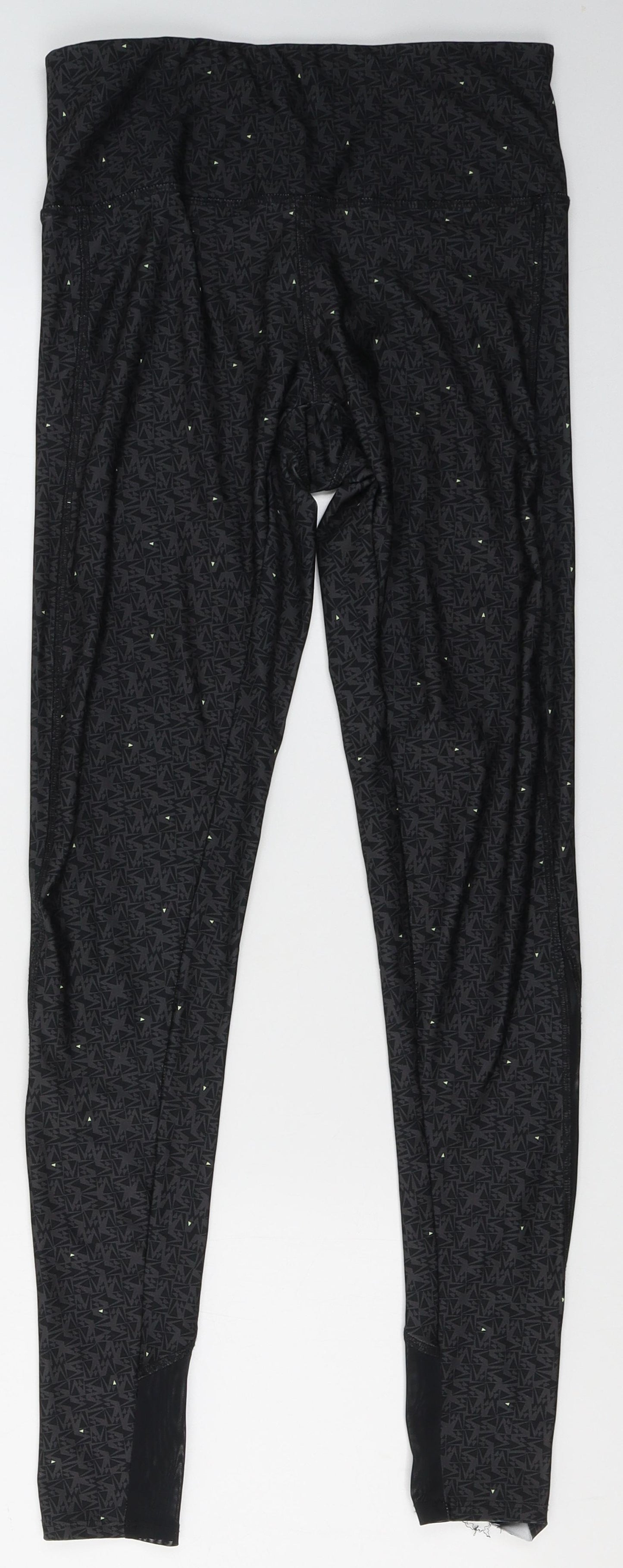 NEXT Womens Black Geometric Polyester Compression Leggings Size 6 L29 in Regular