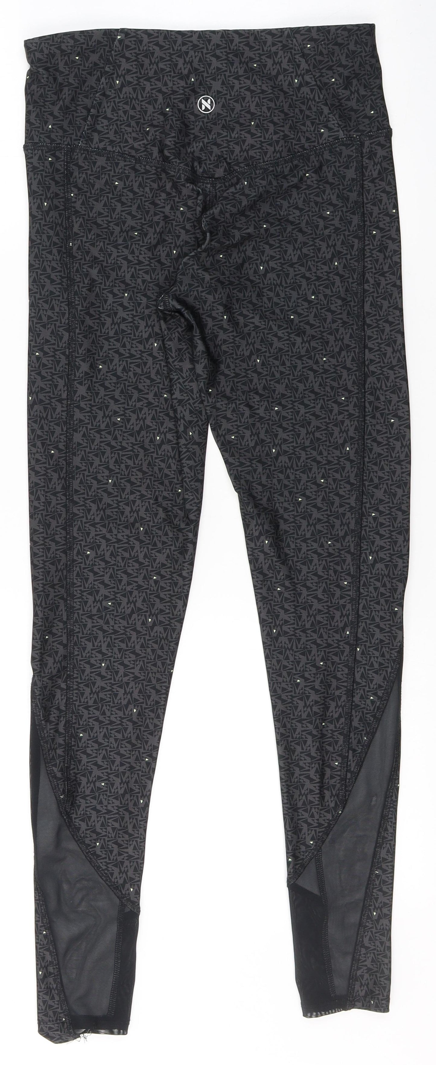 NEXT Womens Black Geometric Polyester Compression Leggings Size 6 L29 in Regular