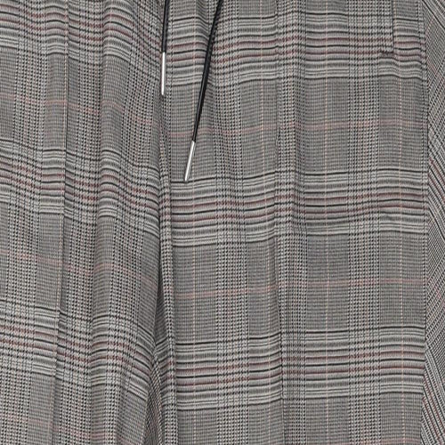 NEXT Womens Beige Plaid Polyester Trousers  Size 14 L30 in Regular Tie