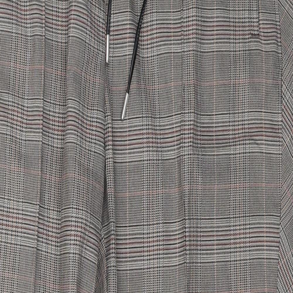 NEXT Womens Beige Plaid Polyester Trousers  Size 14 L30 in Regular Tie