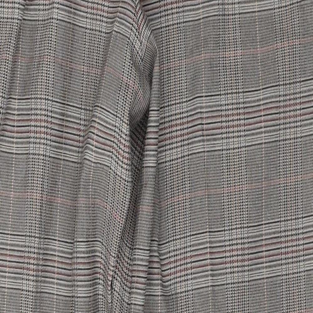 NEXT Womens Beige Plaid Polyester Trousers  Size 14 L30 in Regular Tie
