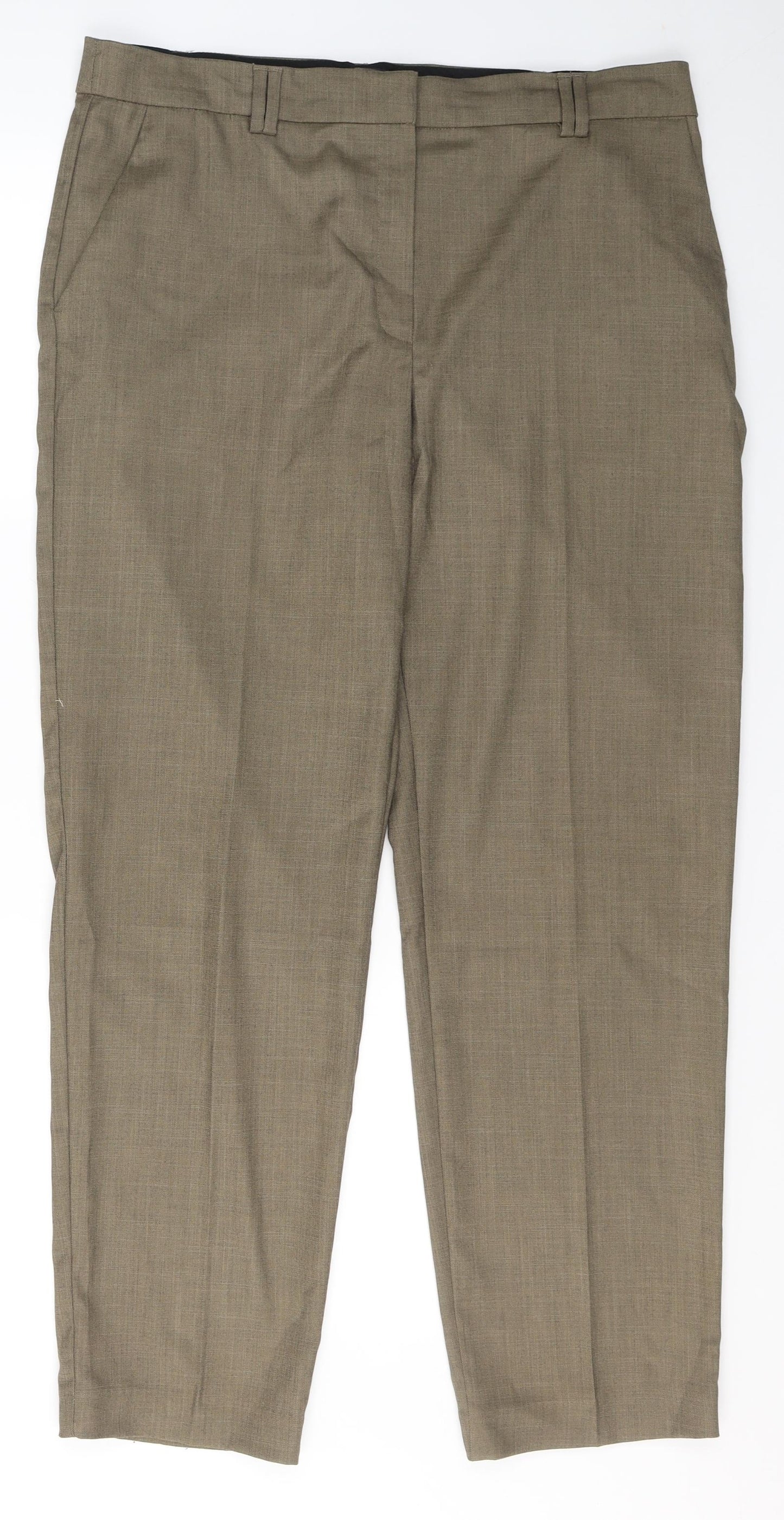 Marks and Spencer Womens Beige  Polyester Trousers  Size 14 L30 in Relaxed