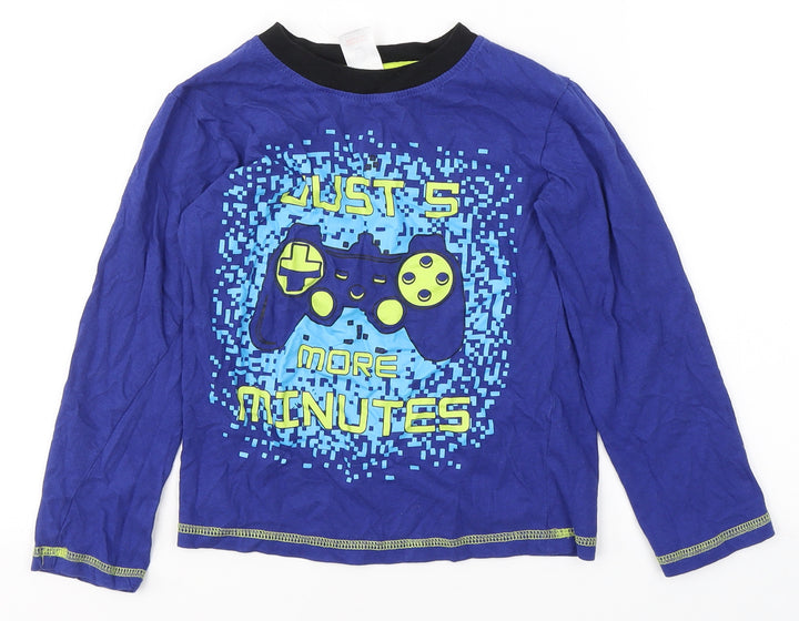The Essentials Boys Blue  Cotton  Pyjama Top Size 6-7 Years   - Gamer
