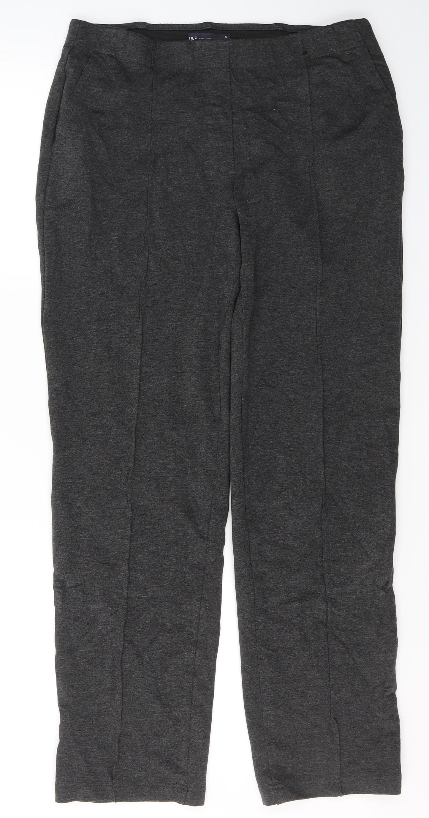 Marks and Spencer Womens Grey  Viscose Trousers  Size 12 L28 in Regular