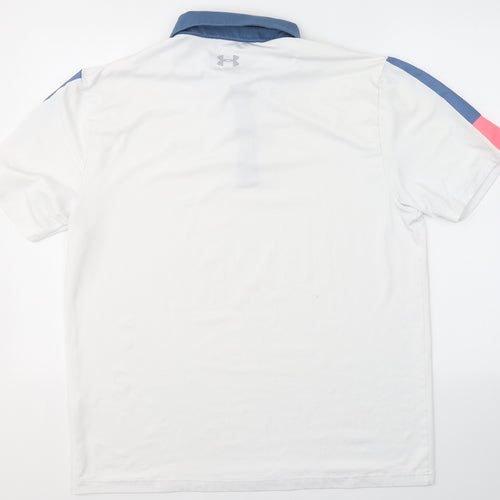 Under armour Mens White  Polyester  Polo Size XL Collared