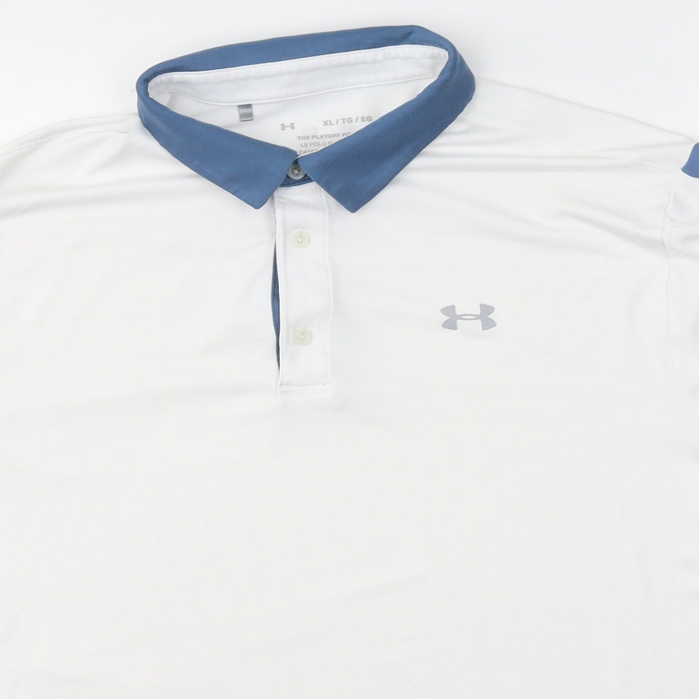 Under armour Mens White  Polyester  Polo Size XL Collared