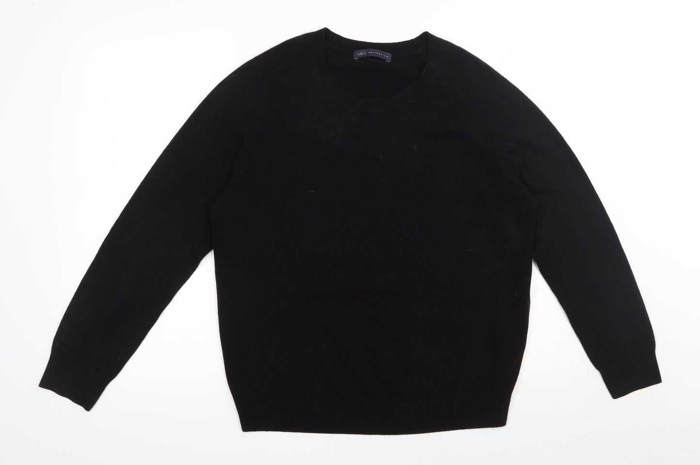 Marks and Spencer Womens Black Round Neck  Acrylic Pullover Jumper Size 16