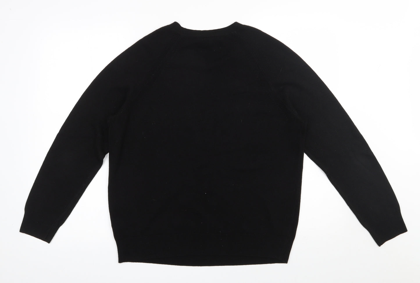 Marks and Spencer Womens Black Round Neck  Acrylic Pullover Jumper Size 16