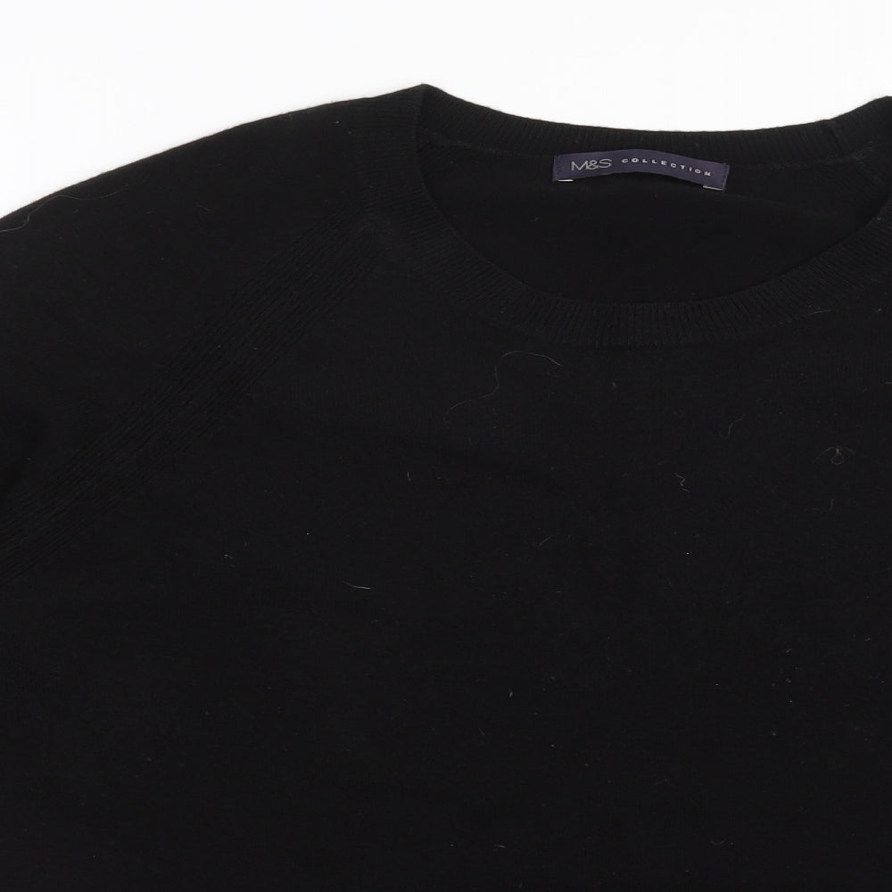 Marks and Spencer Womens Black Round Neck  Acrylic Pullover Jumper Size 16