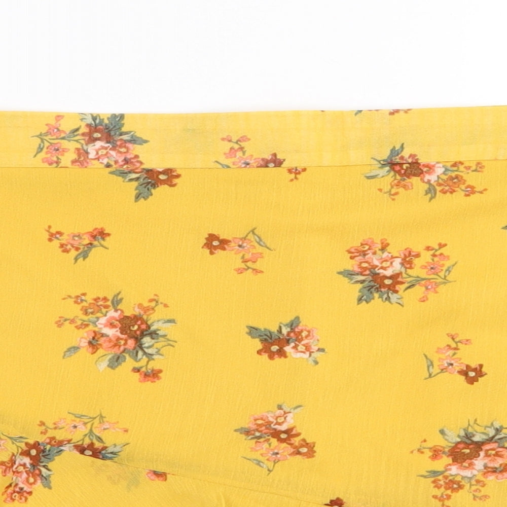 Primark Womens Yellow Floral Polyester Mini Set Size 10   Zip