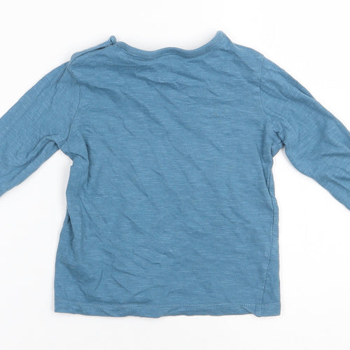 F&F Boys Blue  100% Cotton Basic T-Shirt Size 18-24 Months Round Neck Snap