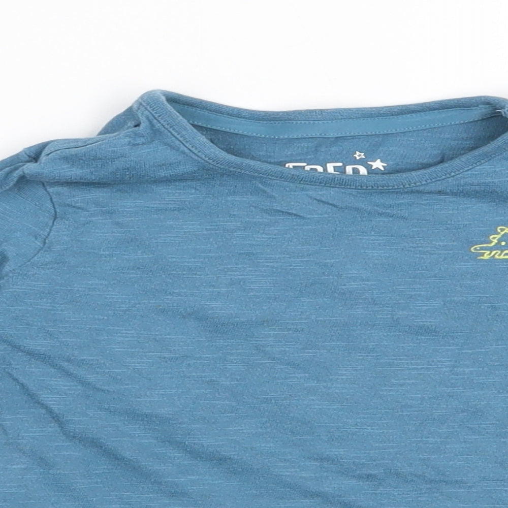 F&F Boys Blue  100% Cotton Basic T-Shirt Size 18-24 Months Round Neck Snap