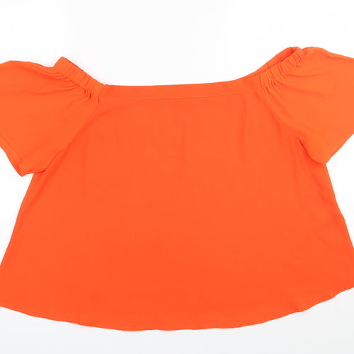 New Look  Womens Orange  Polyester Basic Blouse Size 14 Off the Shoulder