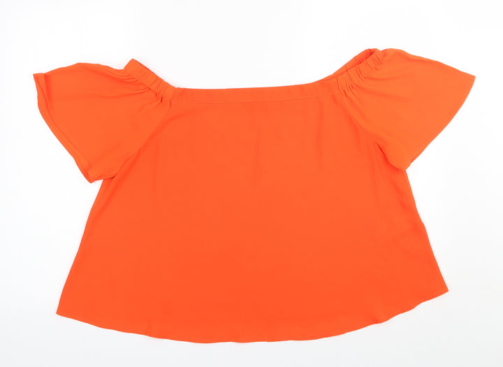 New Look  Womens Orange  Polyester Basic Blouse Size 14 Off the Shoulder