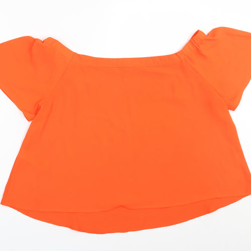 New Look  Womens Orange  Polyester Basic Blouse Size 14 Off the Shoulder
