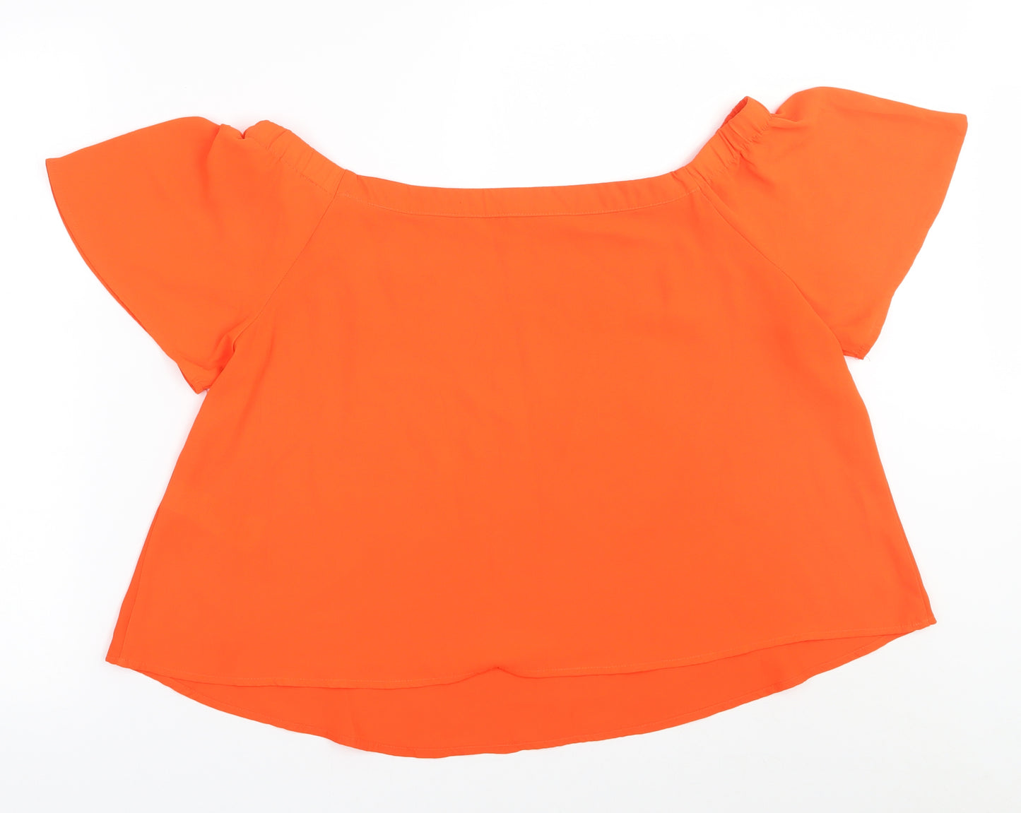 New Look  Womens Orange  Polyester Basic Blouse Size 14 Off the Shoulder