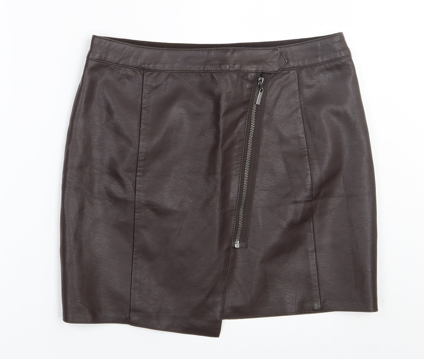 NEXT Womens Brown  Viscose A-Line Skirt Size 10   Zip