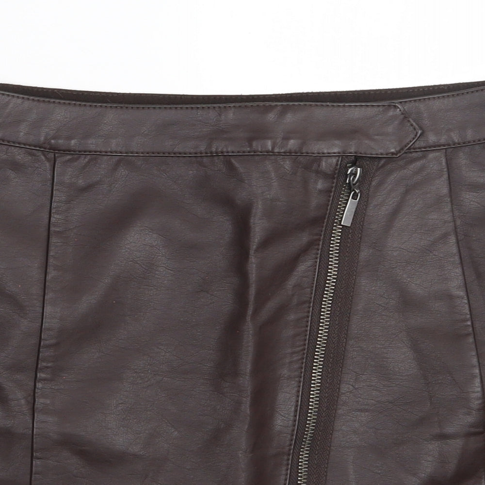 NEXT Womens Brown  Viscose A-Line Skirt Size 10   Zip