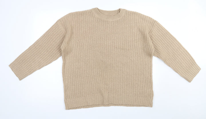 New Look Womens Beige Round Neck  Acrylic Pullover Jumper Size M