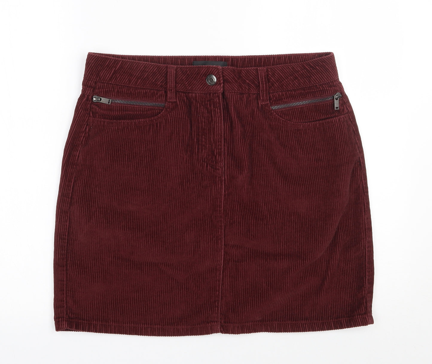 NEXT Womens Red  Cotton A-Line Skirt Size 12   Zip