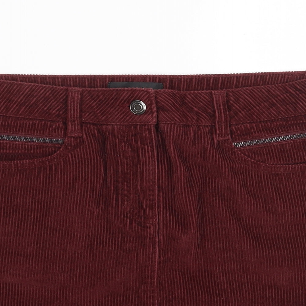 NEXT Womens Red  Cotton A-Line Skirt Size 12   Zip